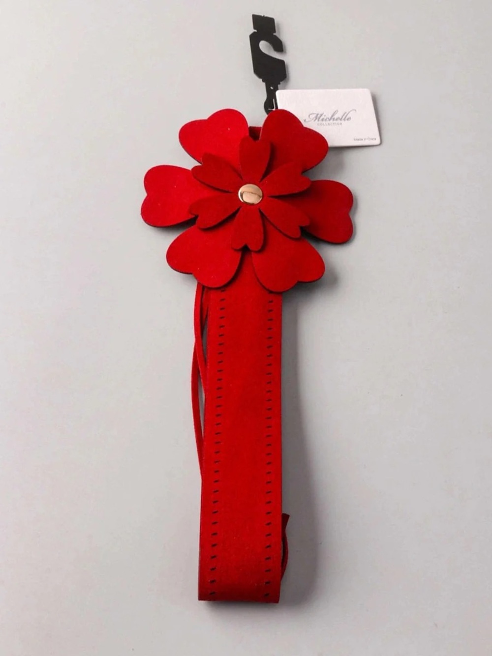 214 • Scarlet Red Flower Leather Belts/Necklace Accessory Various - Picture 6 of 6